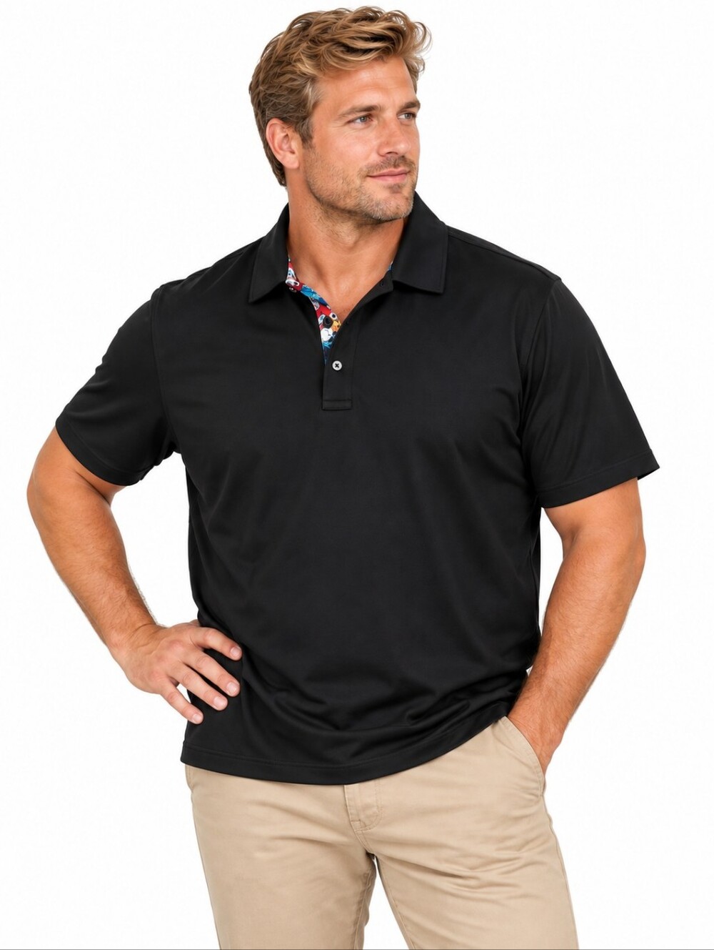 ROBERT GRAHAM Black Skull Detail Stretch Polo Shirt XXL 2XL
